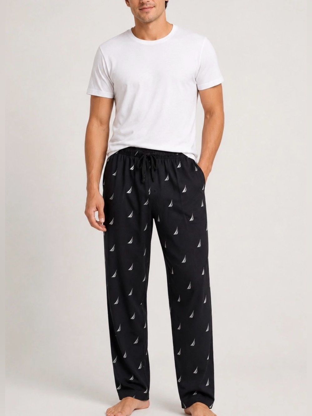 Nautica Black Sail-Print Sleep Pants